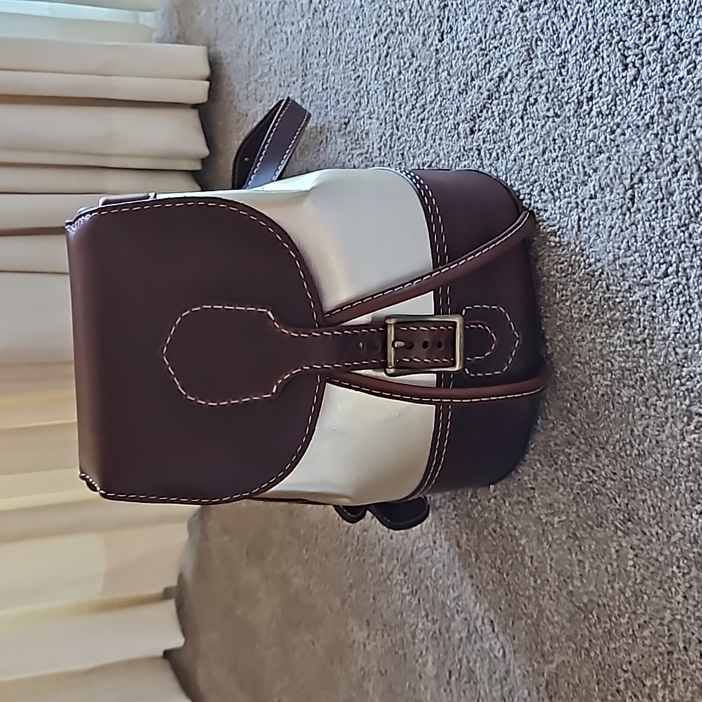 All leather bucket backpack bag